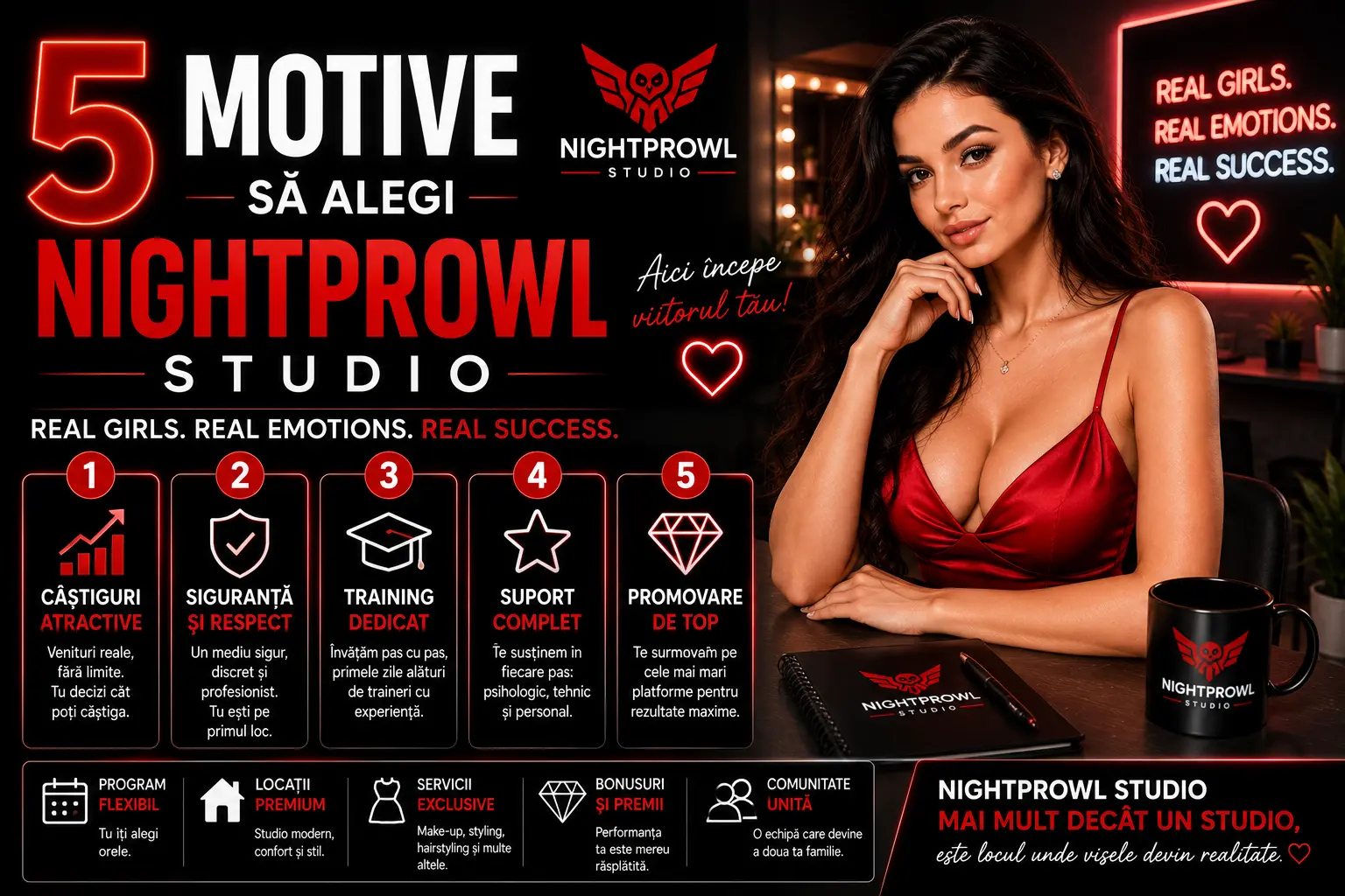 Vezi videoclipul: 5 motive să alegi NightProwl Studio pentru videochat