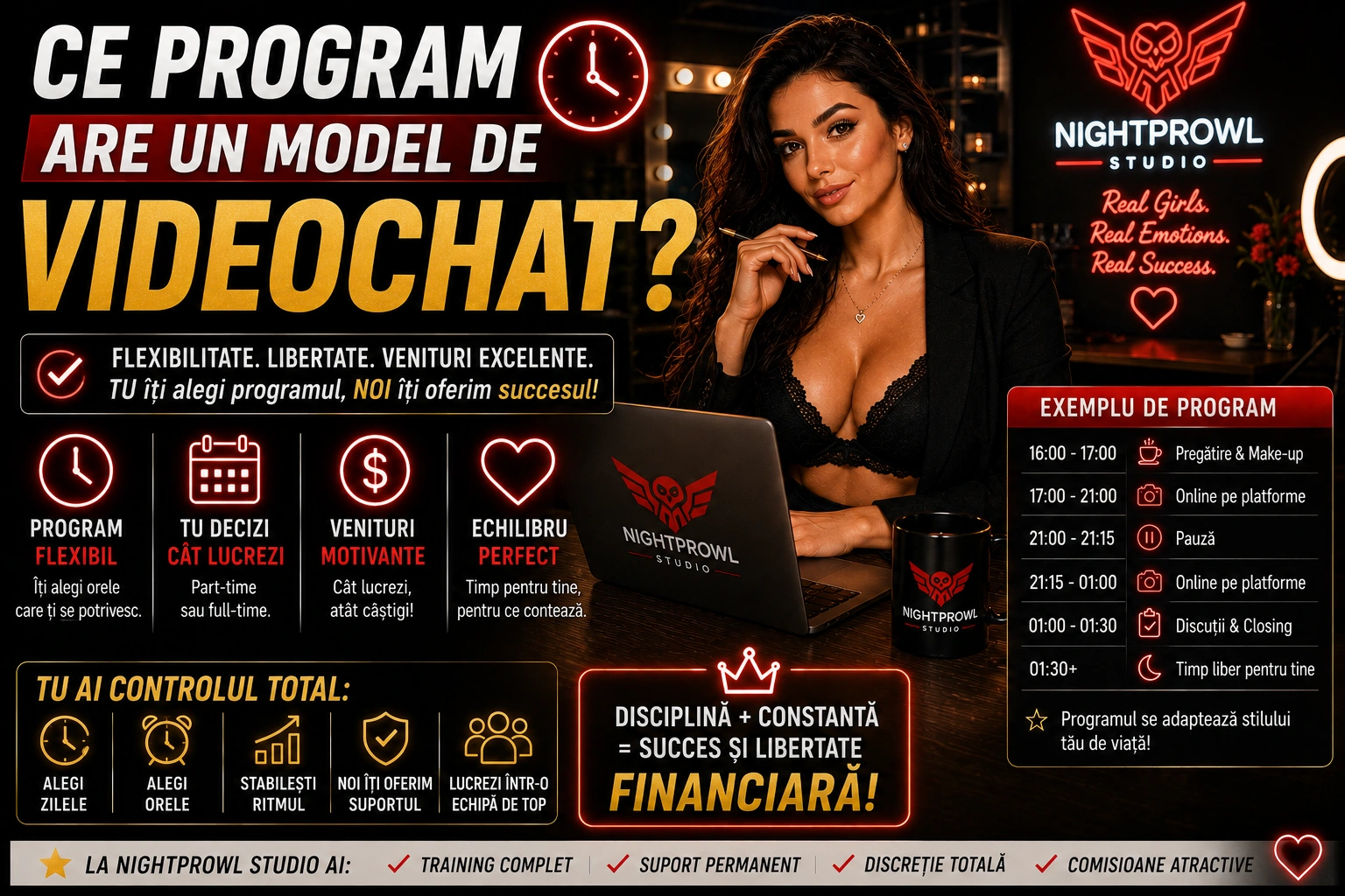 Vezi videoclipul: Ce program are un model de videochat? Cum funcționează programul flexibil la NightProwl