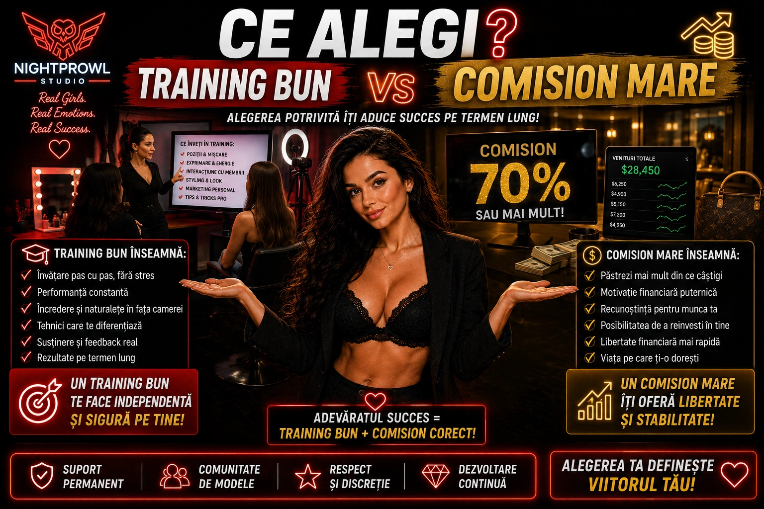 Vezi videoclipul: Cum alegi un studio de videochat? Trainingul sau procentul?